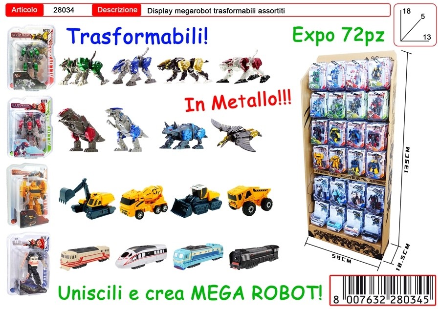 MEGAROBOT TRASFORMABILI ASSORITI