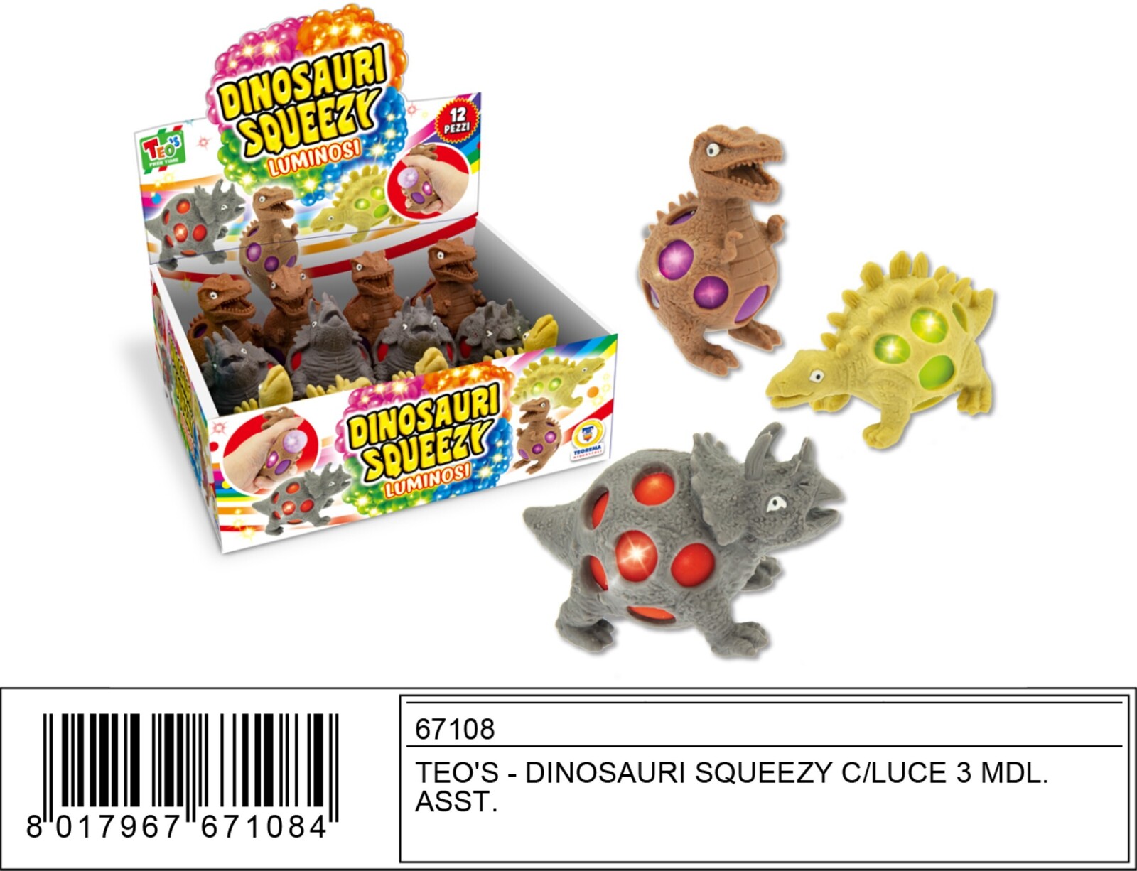 DINOSAURO SQUEEZY C/LUCE  CF.12PZ