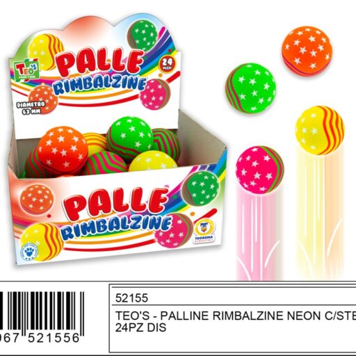 PALLINE RIMBALZINE NEON C/STELLE 24PZ