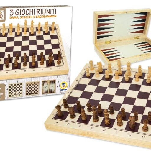 FATTO DI LEGNO GIOCO 3 IN 1 DAMA SCACCHI