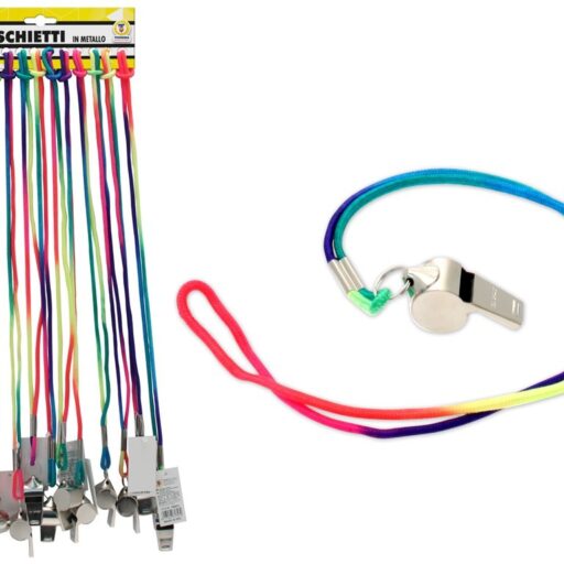 FISCHIETTO METALLO CORDA FLUO