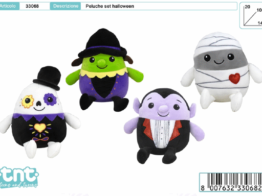 SET 4 PELUCHES HALLOWEEN
