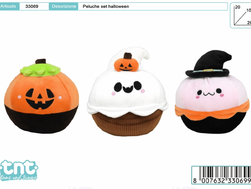 SET 3 PELUCHES HALLOWEEN