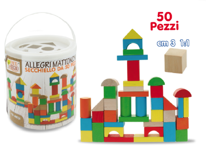 ALLEGRI MATTONCINI IN LEGNO BIDONE 50PZ