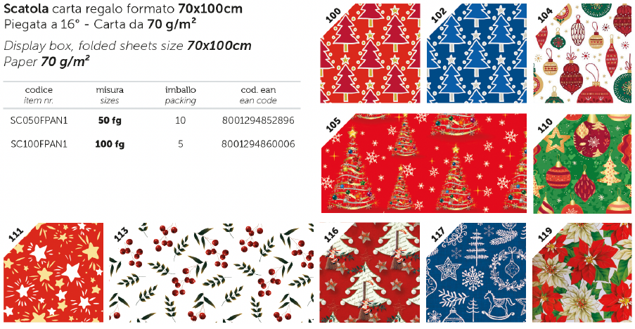 SC.50 FOGLI CARTA NATALE 70X100 CLASSICA