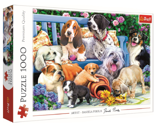 PUZZLE 1000 DOGS IN THE GARDEN