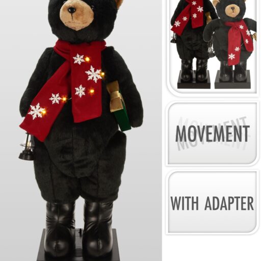 ORSO NATALE C/MUS+LED MOVIM.